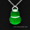 18K White Gold Icy Jadeite Cucurbit Pendant